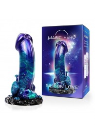 Оригинальный фаллоимитатор с широким фигурным основанием - 19 см. - Bior toys