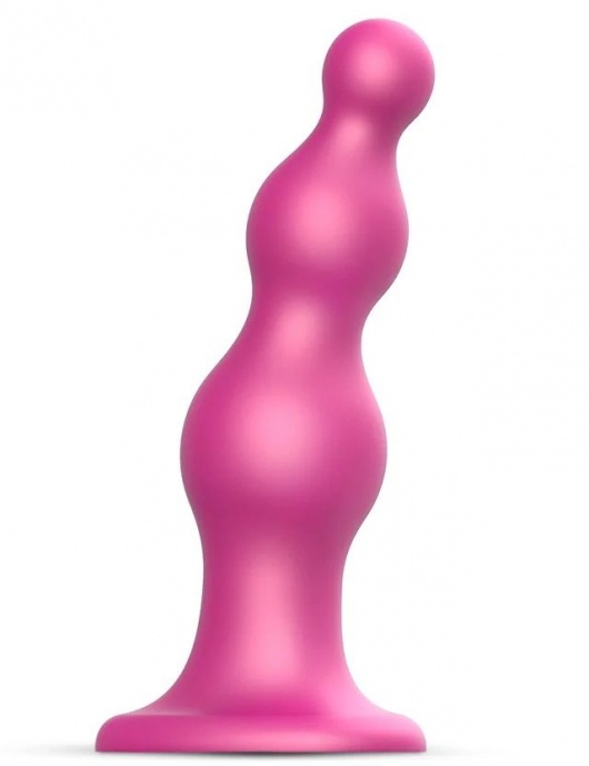 Розовая насадка Strap-On-Me Dildo Plug Beads size L - Strap-on-me - купить с доставкой в Нефтеюганске