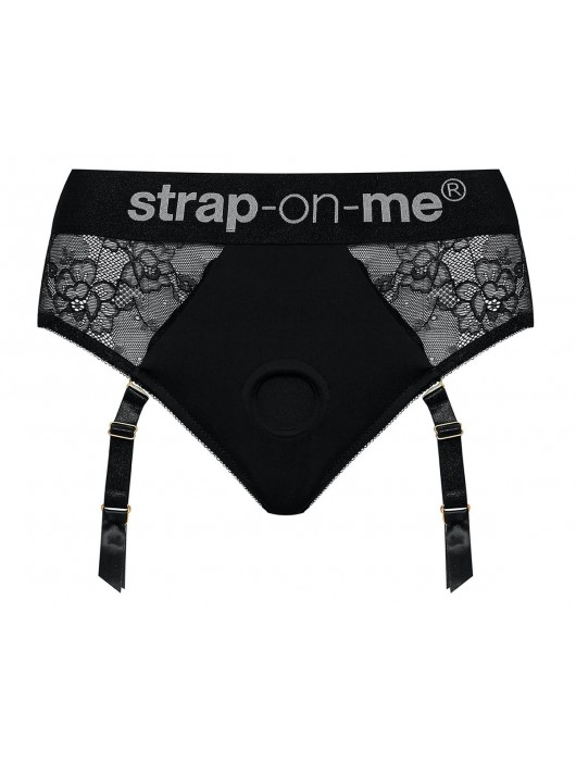 Черные трусики для насадок Diva Lingerie Harness - size L - Strap-on-me - купить с доставкой в Нефтеюганске